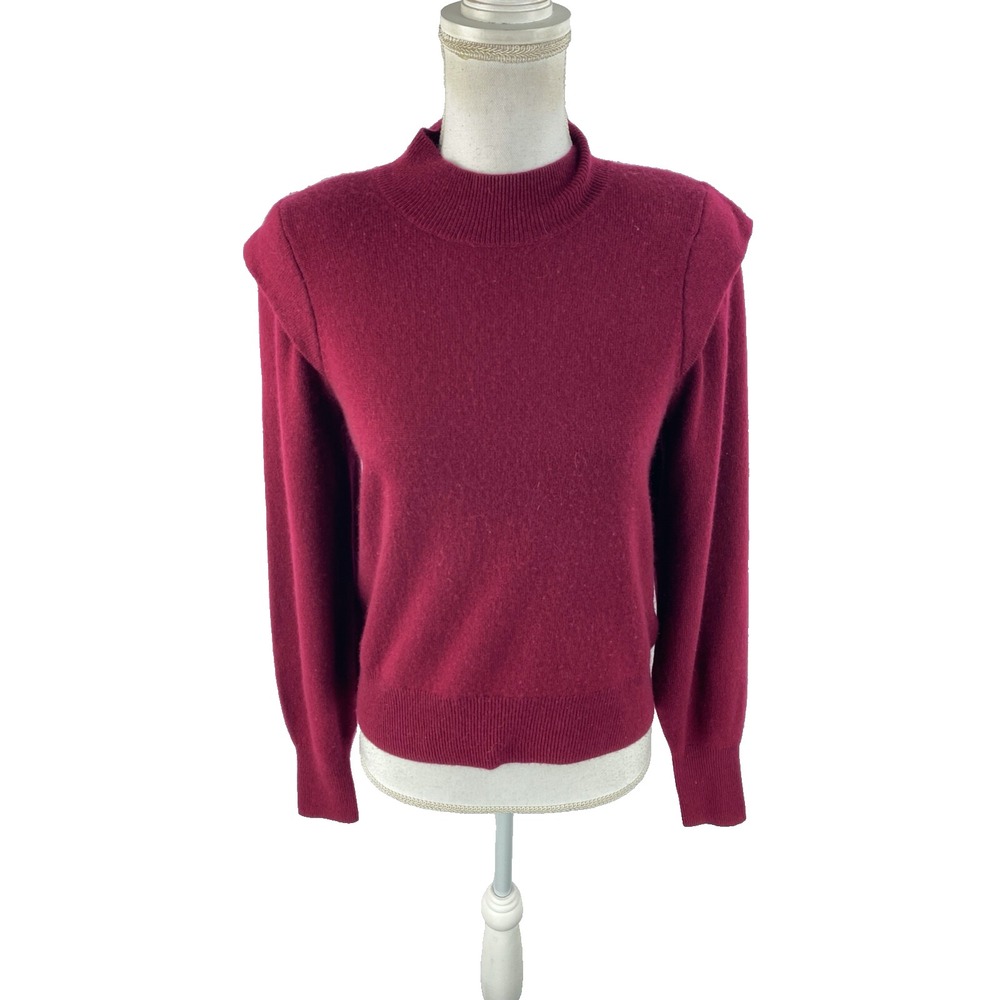 Joie‎ Womens S Wool Cashmere Blend Knit Sweater Pullover Shoulder Pads Mock Neck